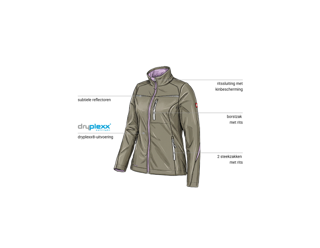 Kleding: Softshelljack e.s.motion 2020, dames + steen/lavendel 1