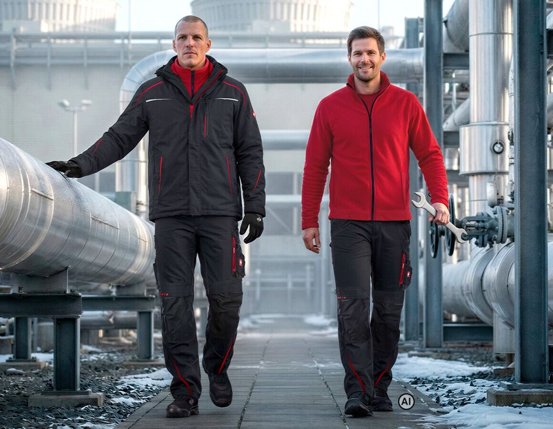 KI-generiert / modifiziert - Arbeitsjacken: 3 in 1 Funktionsjacke e.s.motion 2020, Herren + graphit/feuerrot 2