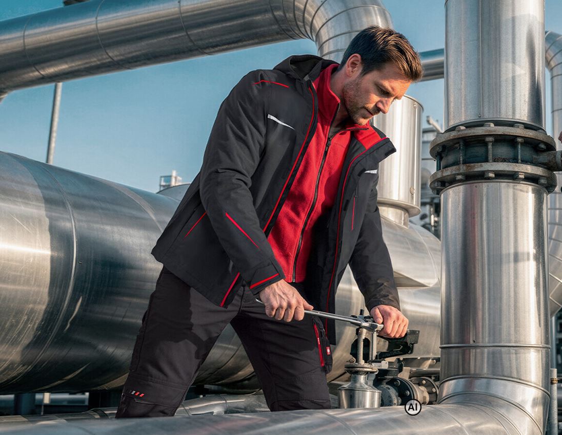 KI-generiert / modifiziert - Arbeitsjacken: 3 in 1 Funktionsjacke e.s.motion 2020, Herren + graphit/feuerrot 1