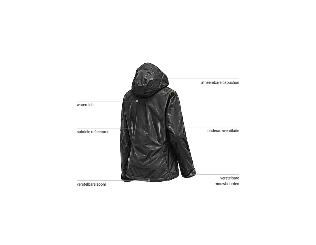 Kleding: 3-in-1 functioneel jack e.s.motion 2020, dames + zwart/zeegroen 2