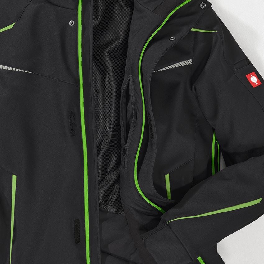 Werkjassen: Winter softshelljack e.s.motion 2020, heren + zwart/zeegroen 2