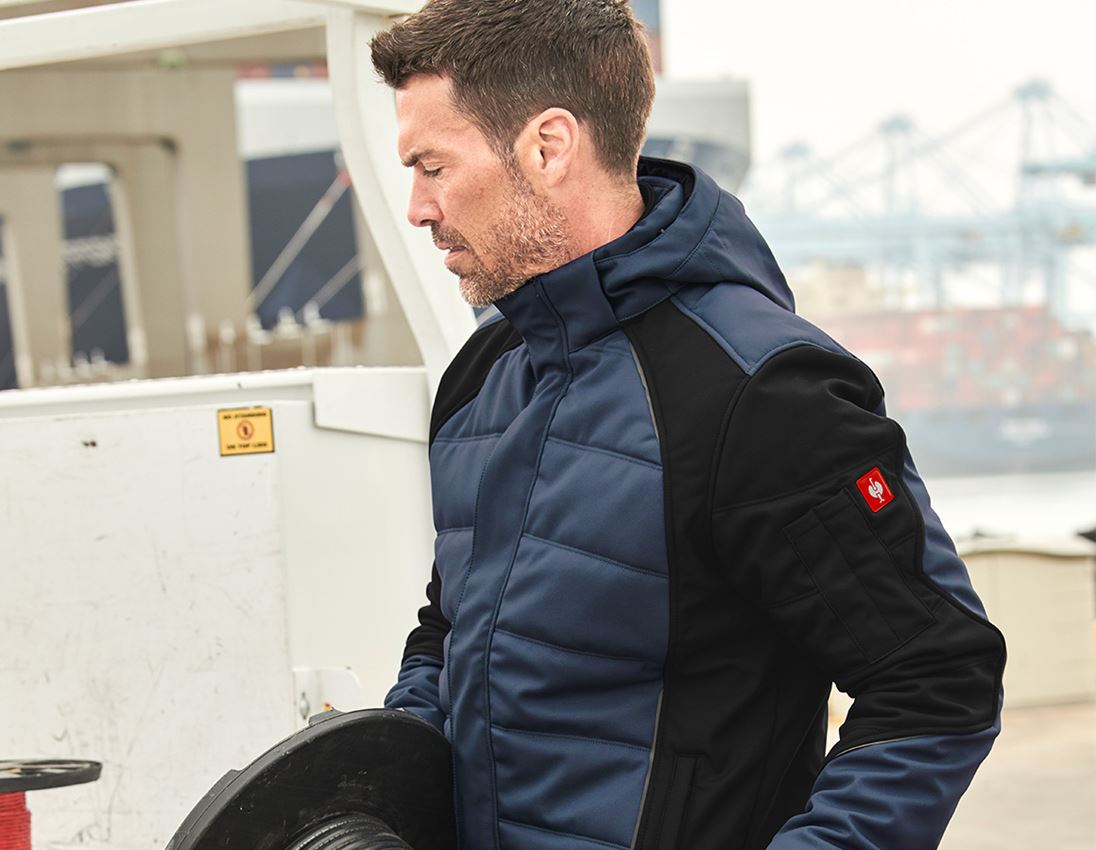 Vestes de travail: Veste softshell d'hiver e.s.vision + pacifique/noir