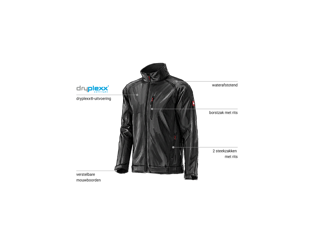 Automonteur: Softshelljack dryplexx® softlight + zwart 1