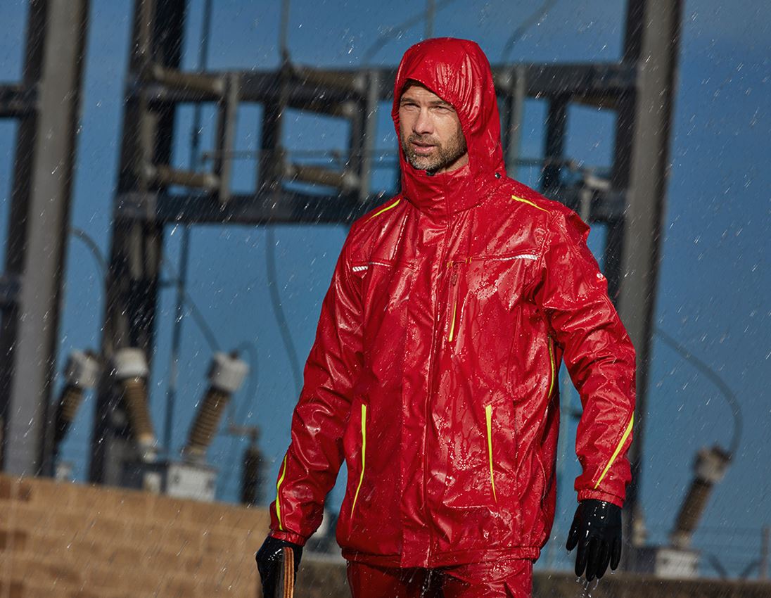 Jacken: Regenjacke e.s.motion 2020 superflex + feuerrot/warngelb