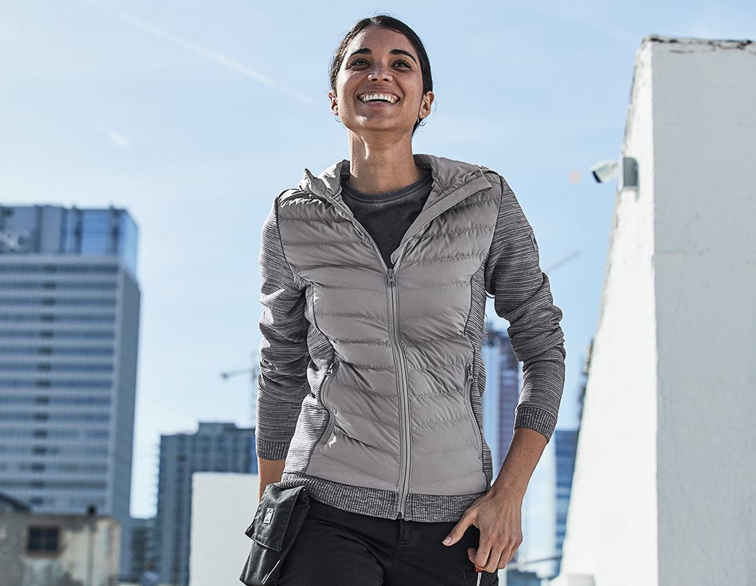 Vestes de travail: Veste en tricot à capuche hybr. e.s.motion ten, f. + granit mélange