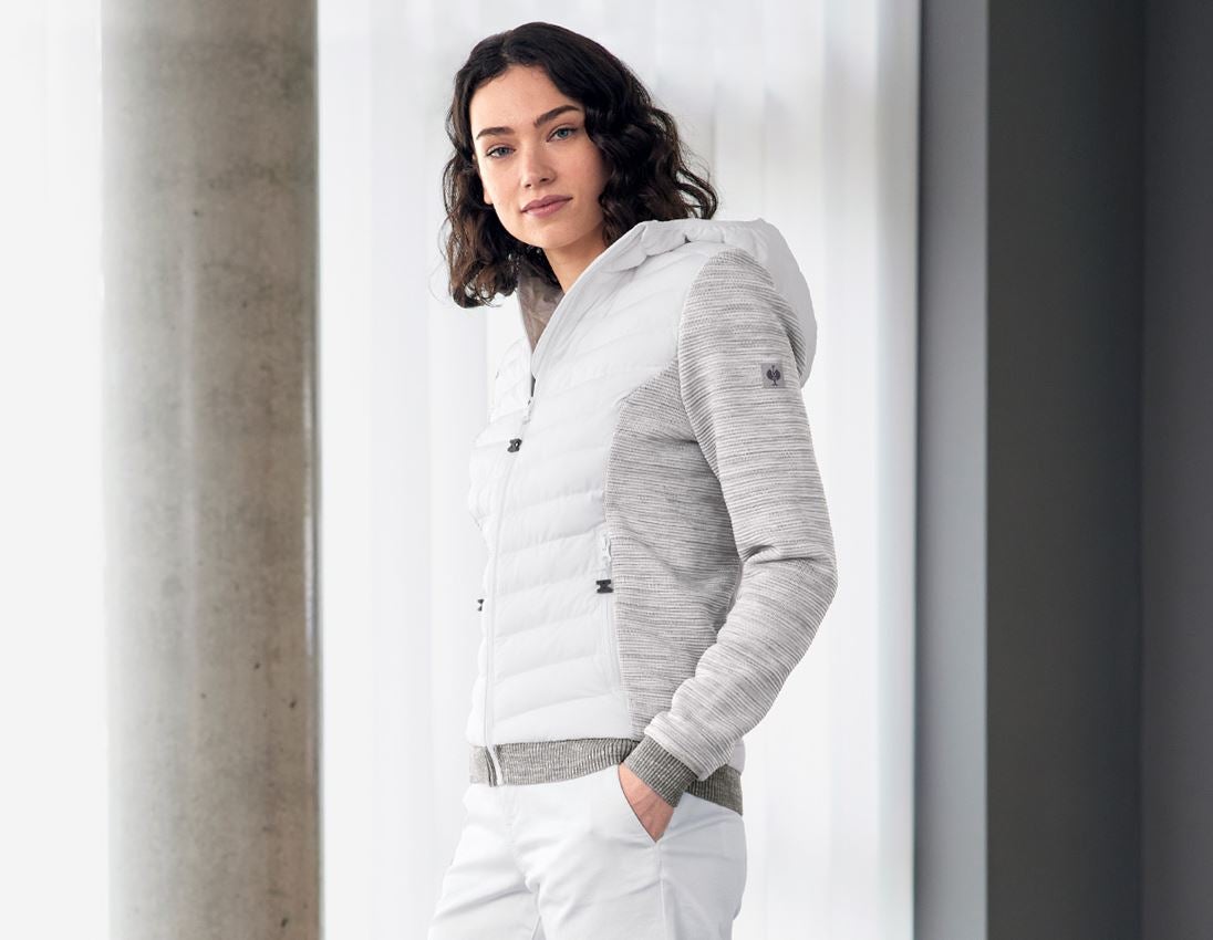 Themen: Hybrid Kapuzenstrickjacke e.s.motion ten, Damen + weiß melange 2