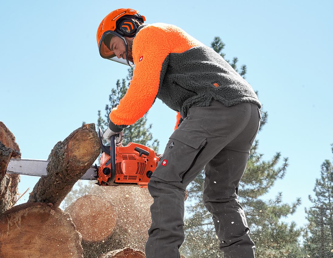 Vestes de travail: e.s. Veste polaire de forestier + orange fluo/gris carbone 1