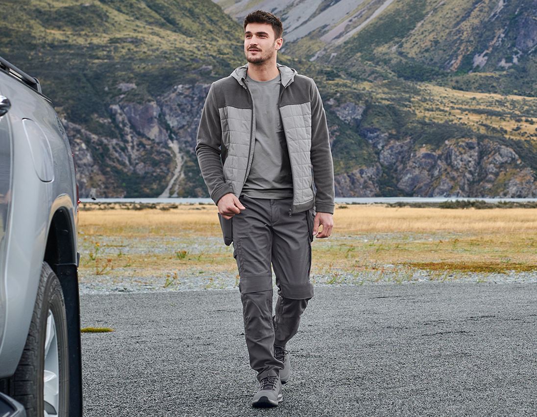 Jacken: Hybrid Kapuzenfleecejacke e.s.concrete + anthrazit/perlgrau 1