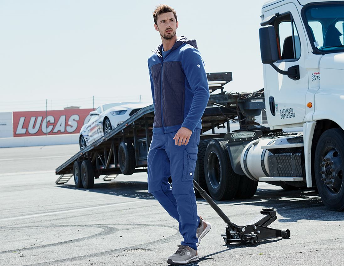 Werkjassen: Hybride capuchonfleecejack e.s.concrete + alkalisch blauw/diepblauw 1