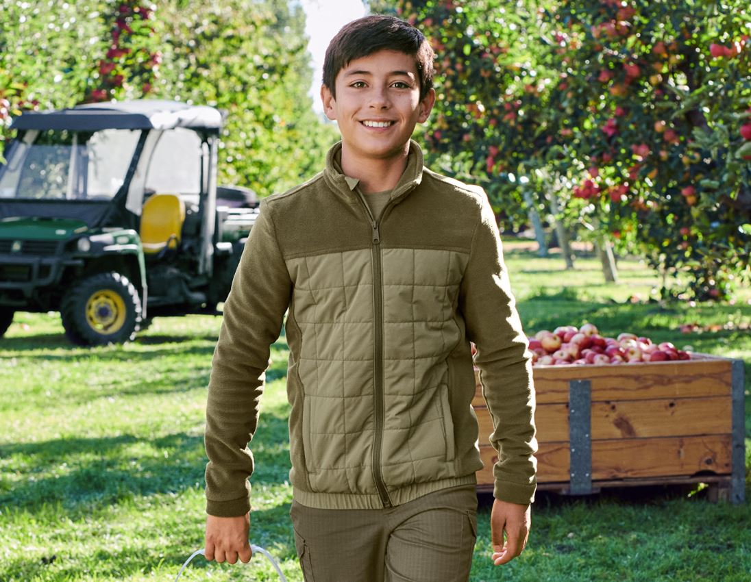 Themen: Hybrid Fleecejacke e.s.concrete, Kinder + schlammgrün/stipagrün