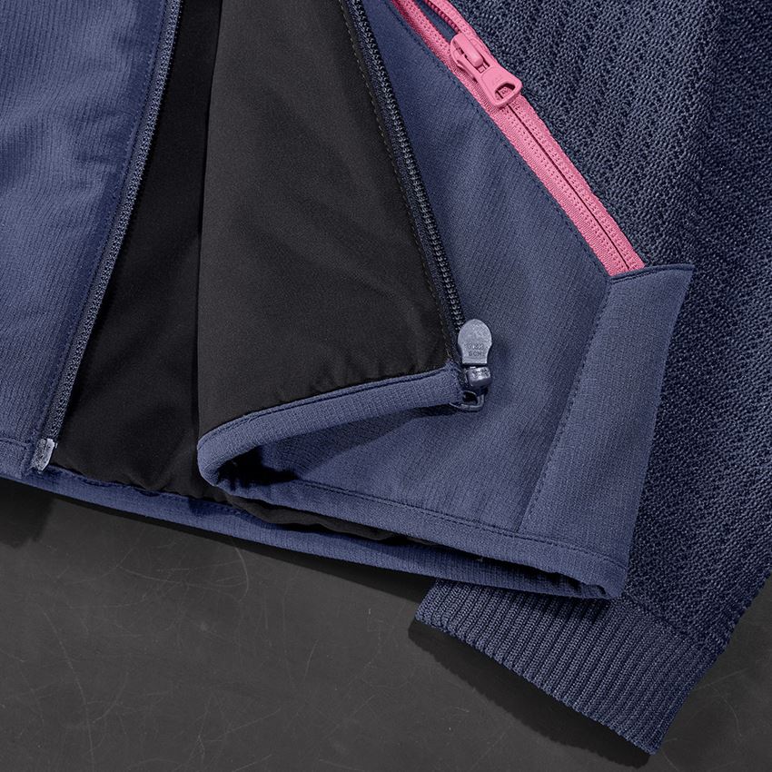 Jacken: Hybrid Kapuzenstrickjacke e.s.trail, Damen + tiefblau/tarapink 2