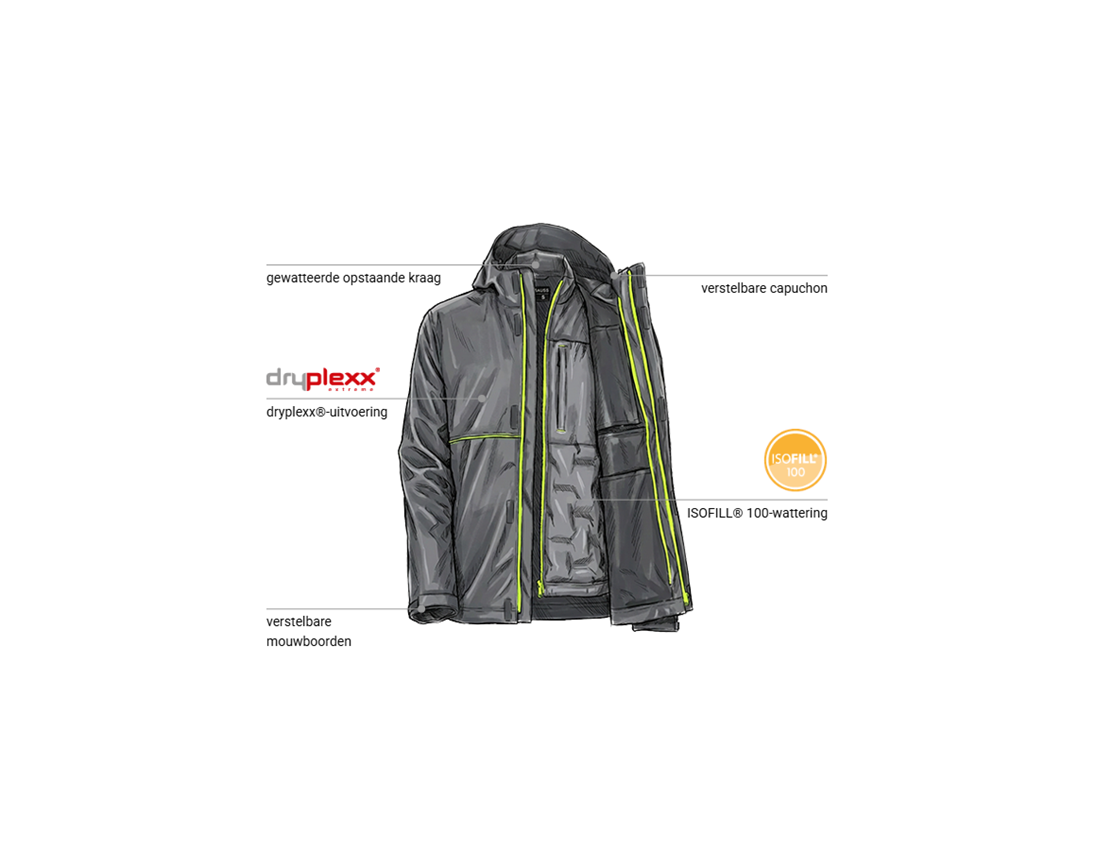 Werkjassen: 3 in 1 Functionele jack e.s.line.core + carbongrijs/signaalgeel 1