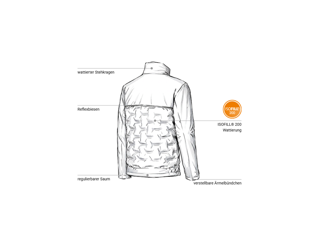 Arbeitsjacken: Winterjacke Padded e.s.line.core + weiß/platin 2