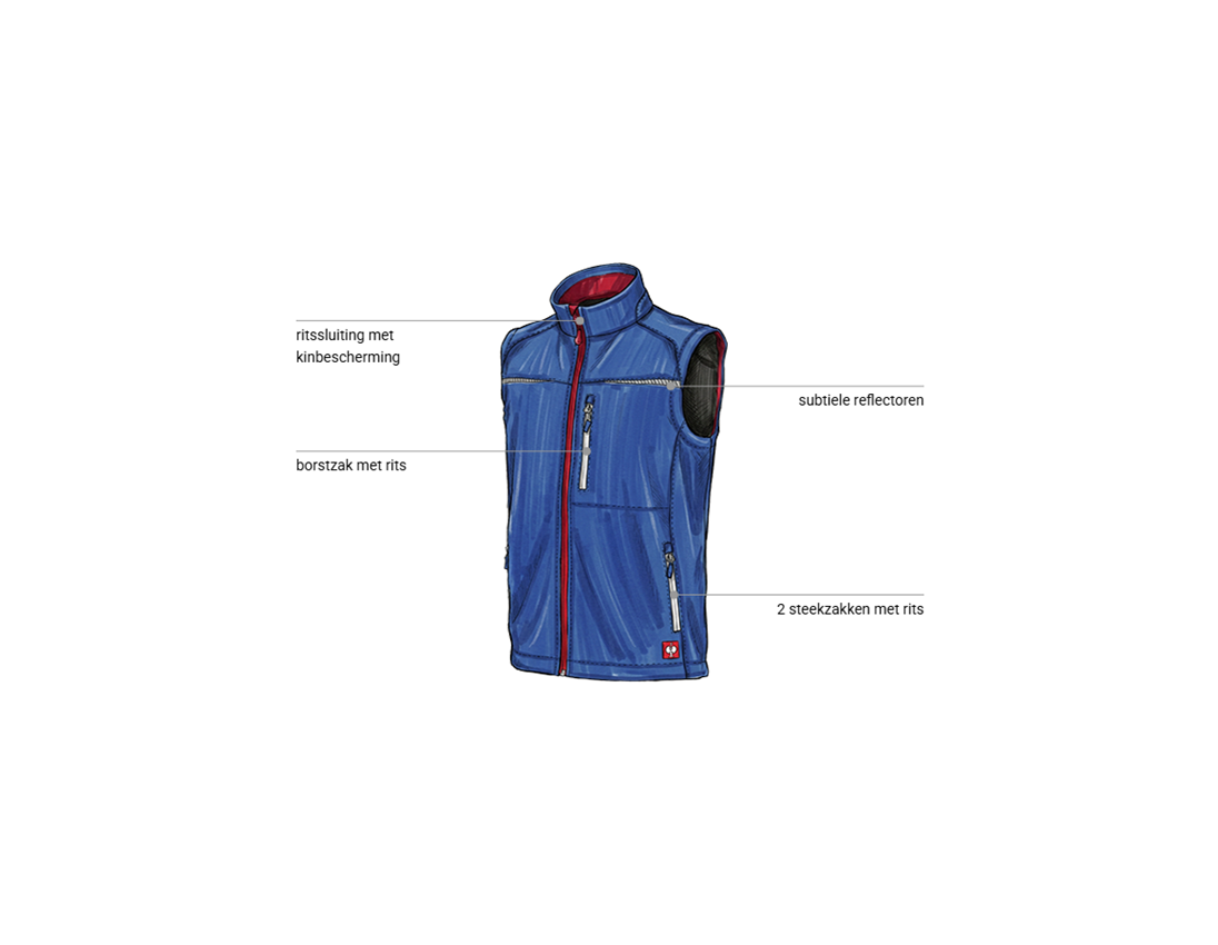Automonteur: Softshell-bodywarmer e.s.motion 2020 + korenblauw/vuurrood 1