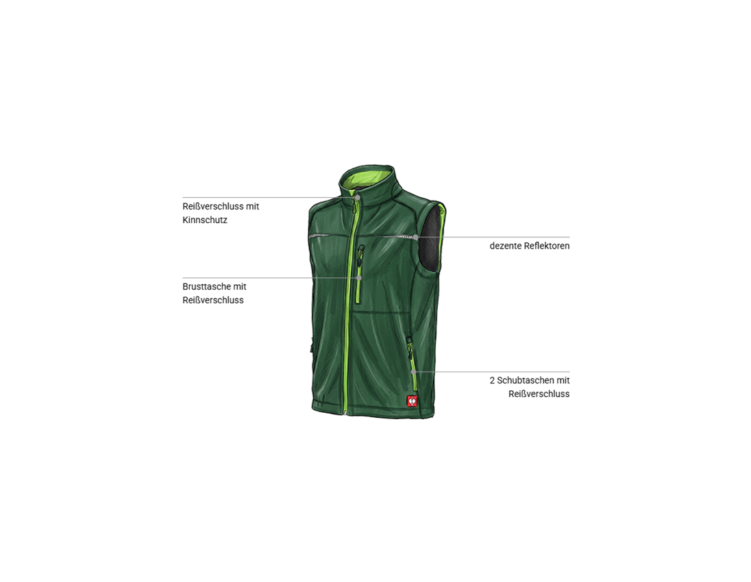 Kfz-Mechatroniker: Softshell Weste e.s.motion 2020 + grün/seegrün 1