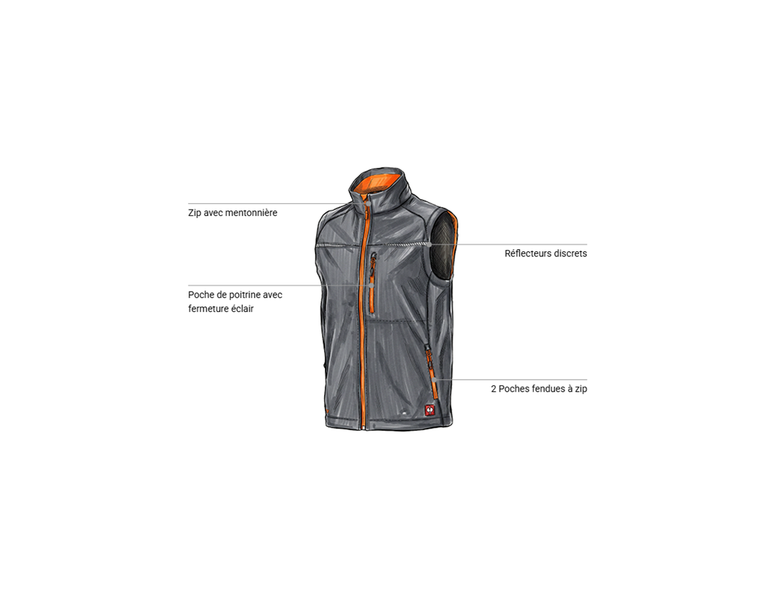 Mécatronicien automobile: Gilet softshell e.s.motion 2020 + anthracite/orange fluo 1