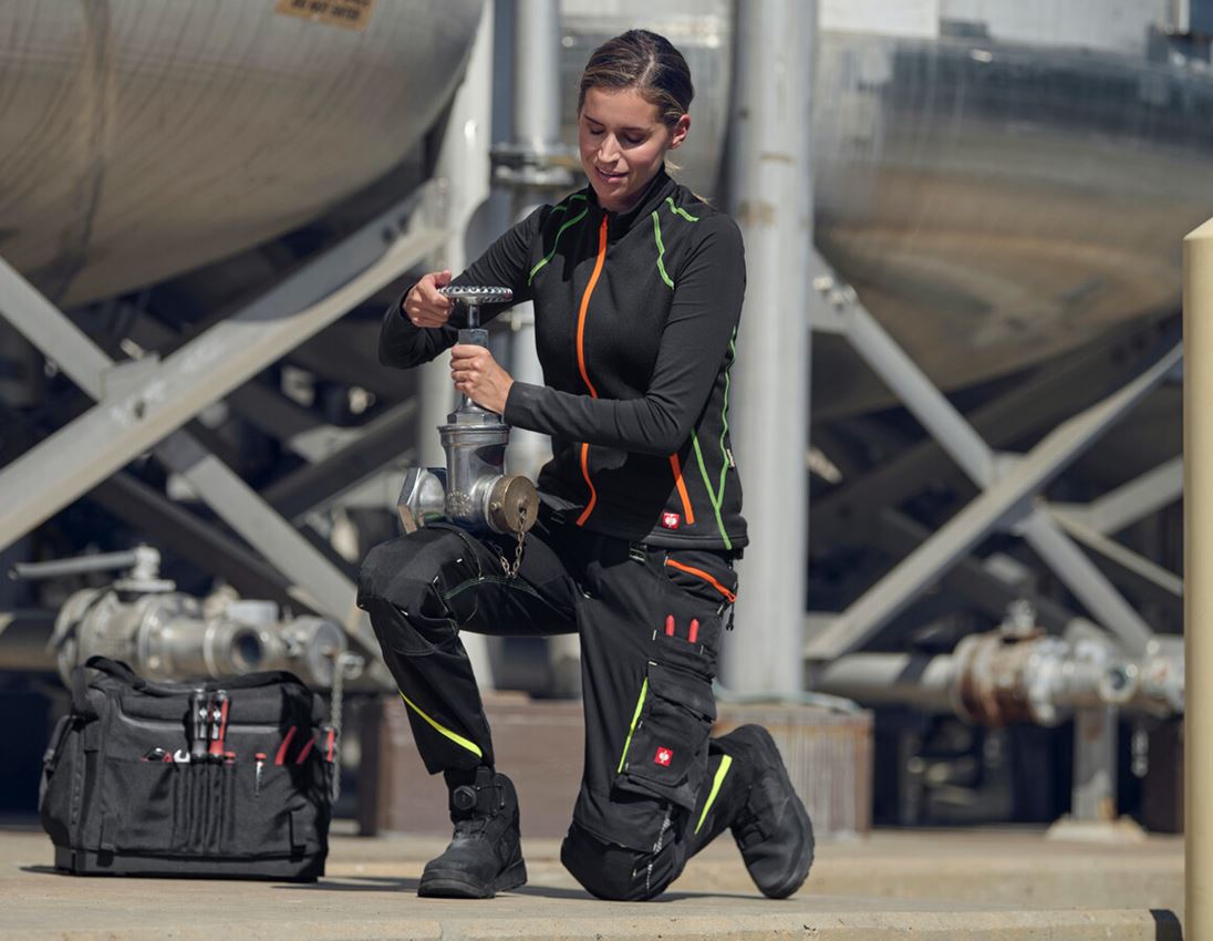 Westen: Funktions Weste thermo stretch e.s.motion 2020,Da. + schwarz/warngelb/warnorange 2