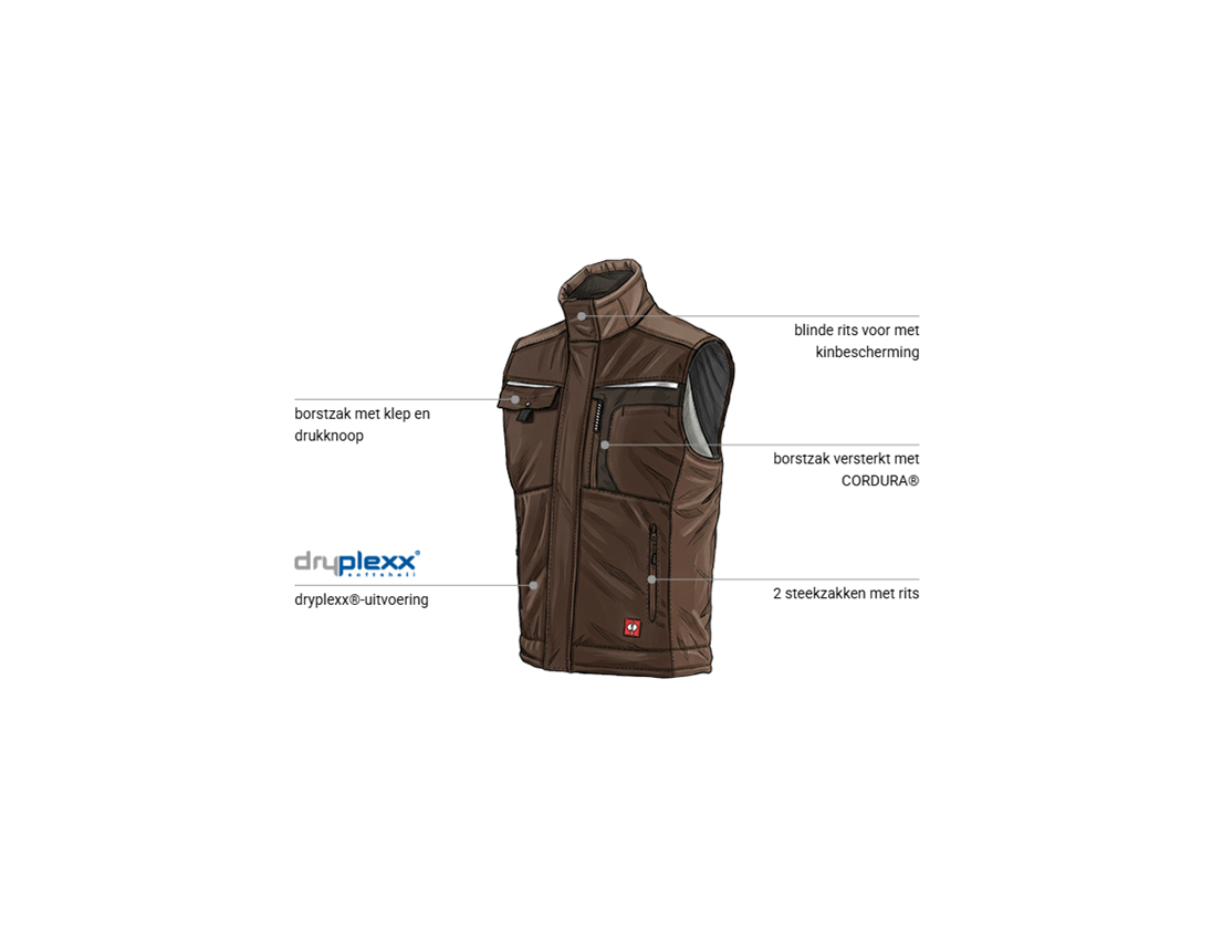 Automonteur: Softshell-bodywarmer e.s.motion + kastanje/hazelnoot 1