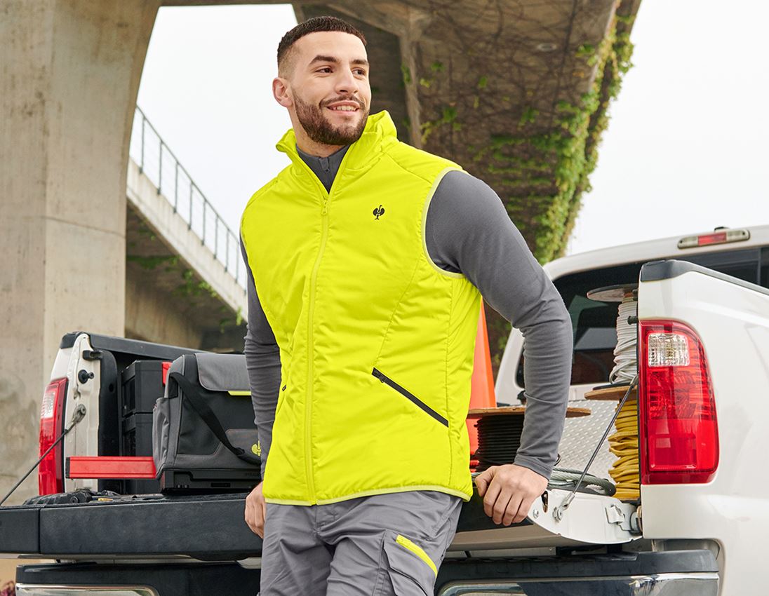 Gilets de travail: Gilet e.s.trail + jaune acide/noir