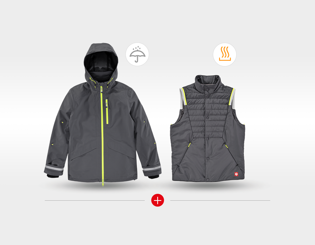 Werkjassen: 3 in 1 Functionele jack e.s.ambition + antraciet/signaalgeel 4