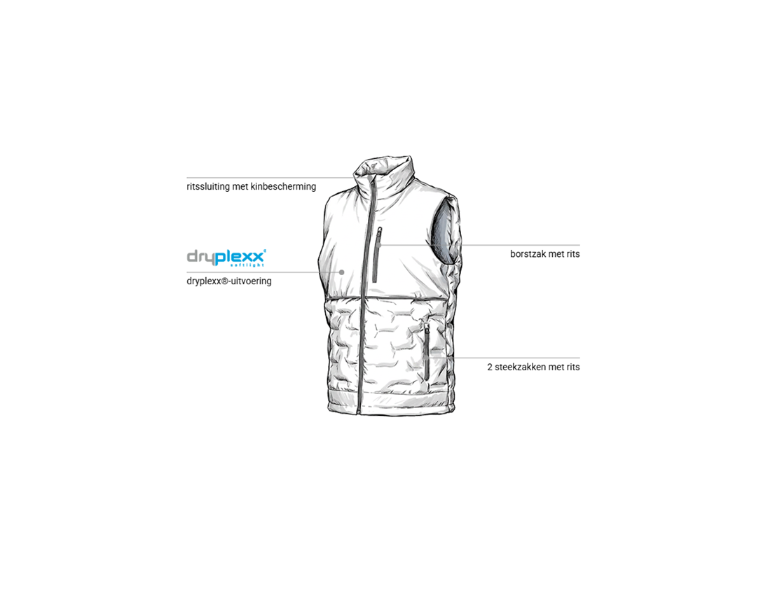 Werkvesten: Padded-winterbodywarmer e.s.line.core + wit/platina 1
