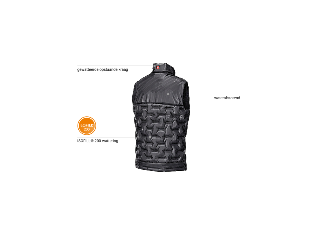 Werkvesten: Padded-winterbodywarmer e.s.line.core + zwart 2