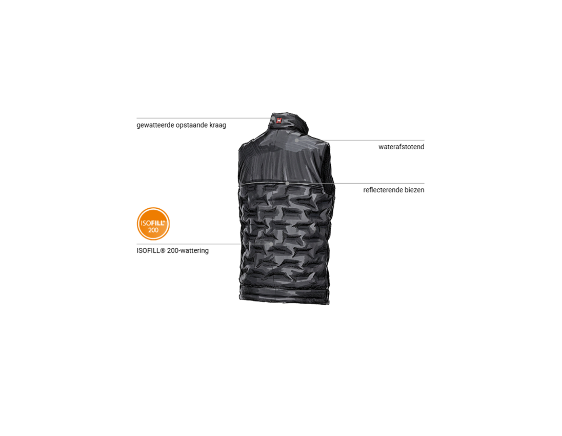 Werkvesten: Padded-winterbodywarmer e.s.line.core + zwart/platina 2