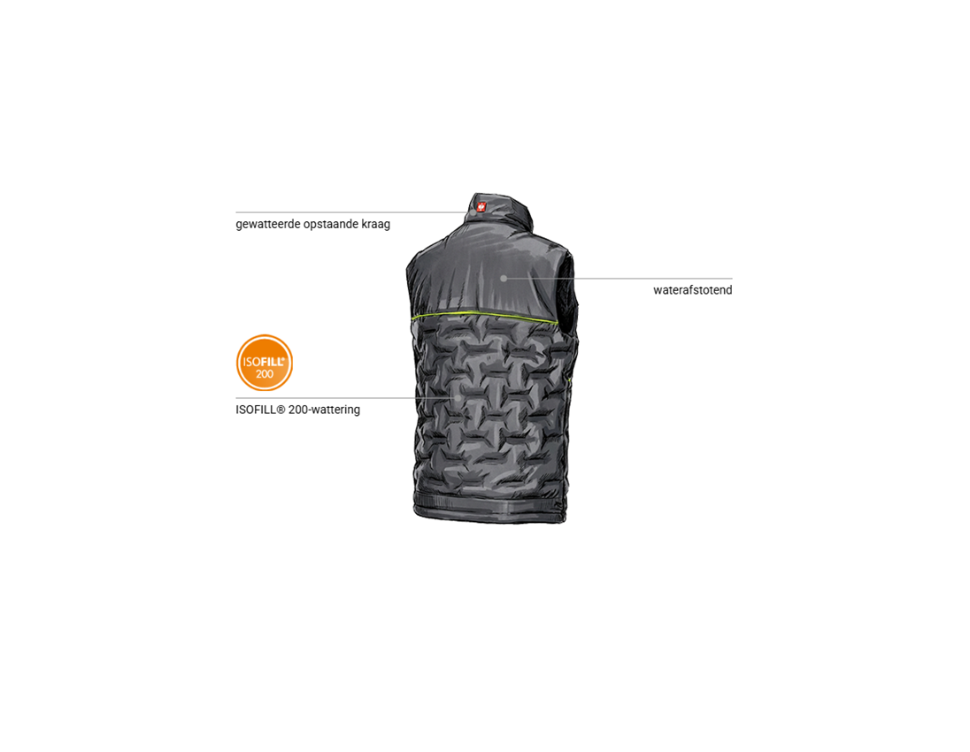 Werkvesten: Padded-winterbodywarmer e.s.line.core + carbongrijs/signaalgeel 2