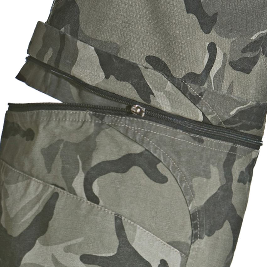 Werkbroeken: Zip-off broek e.s. camouflage + camouflage steengrijs 2