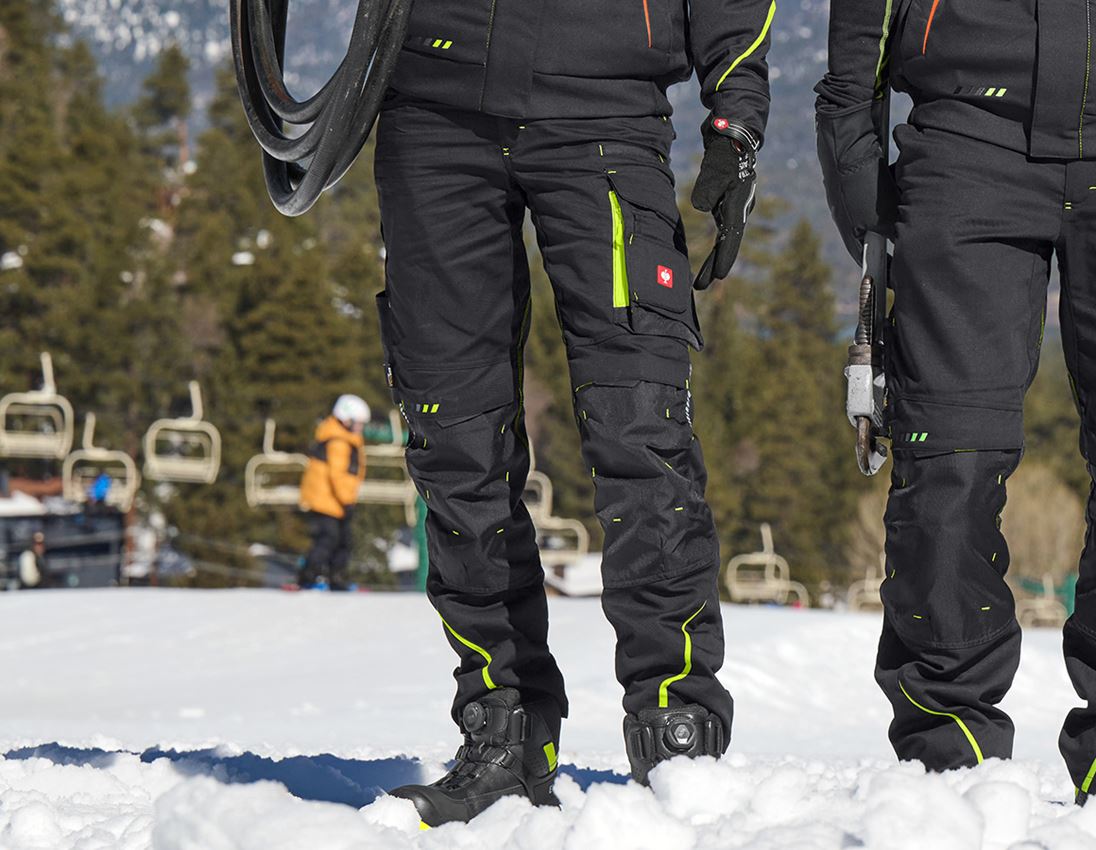 Pantalons de travail: Pantalon pour femmes e.s.motion 2020 d'hiver + noir/jaune fluo/orange fluo