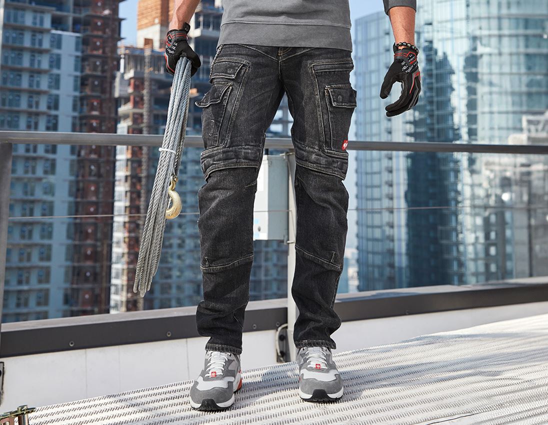 Hosen: e.s. Cargo Worker-Jeans POWERdenim + blackwashed