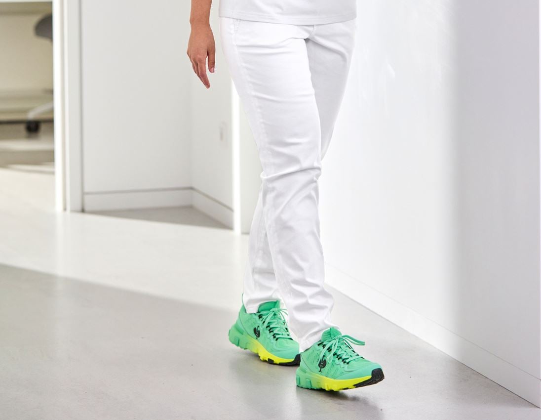 Pantalons de travail: e.s. Pantalon de travail à 5 poches Chino,femmes + blanc 1