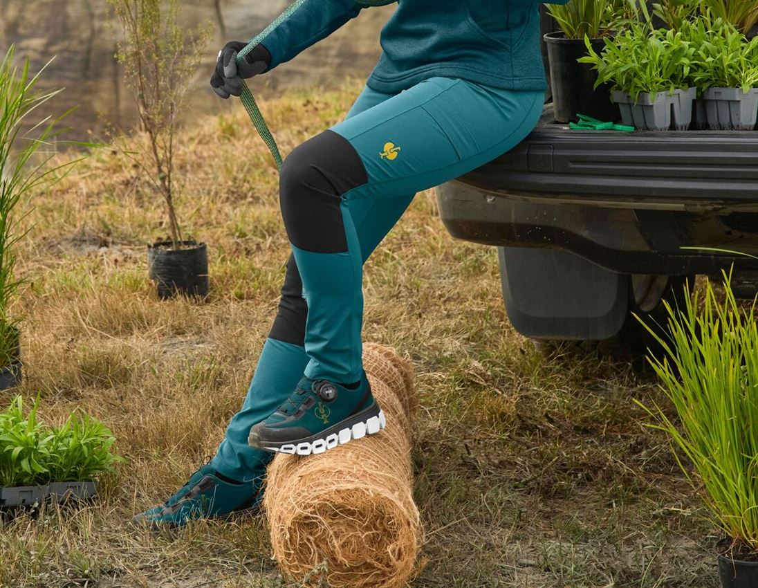 Pantalons de travail: Collant fonctionnel e.s.trail, femmes + vert émeraude/jaune chrome