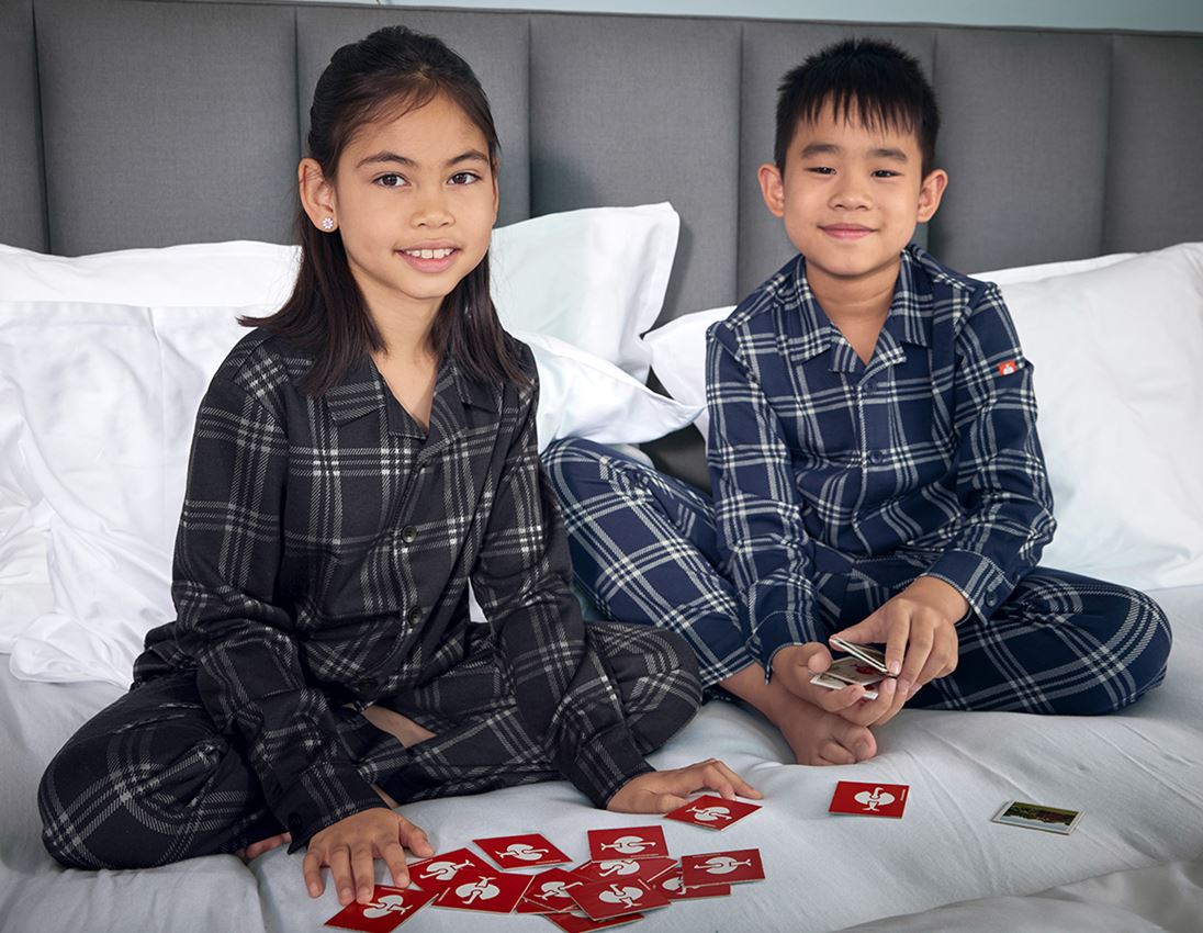 Werkbroeken: e.s. Geruite pyjamabroek, kinderen + zwart/bazaltgrijs 3