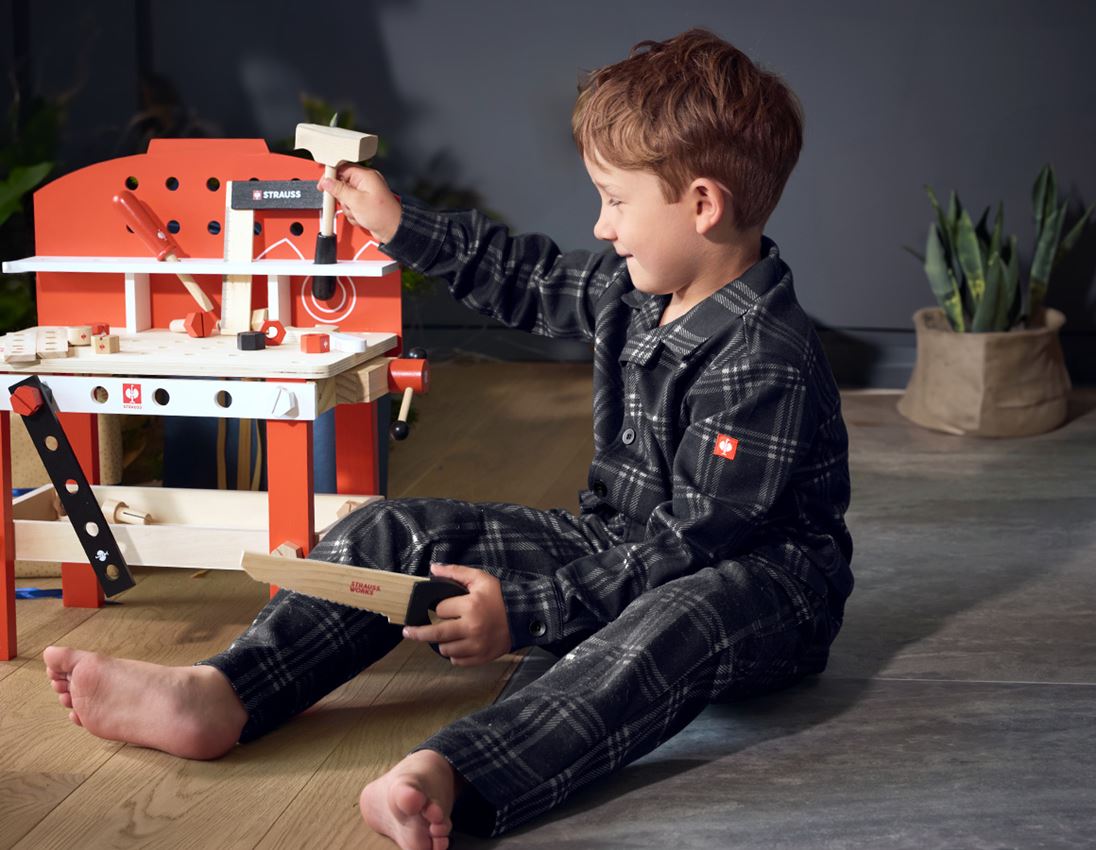 Werkbroeken: e.s. Geruite pyjamabroek, kinderen + zwart/bazaltgrijs 2