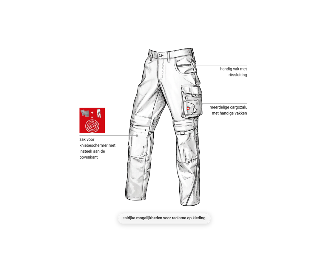 Werkbroeken: Werkbroek e.s.line.core + wit/platina 1