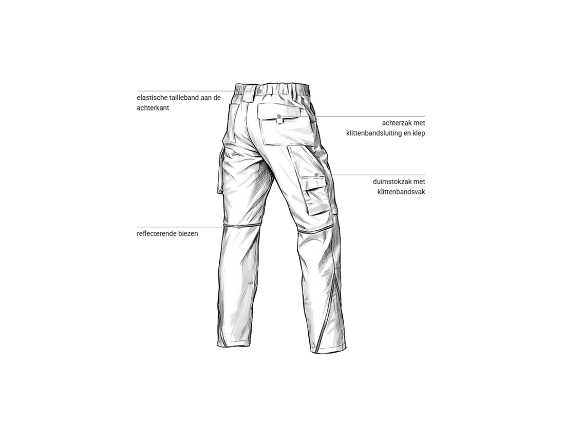 Werkbroeken: Werkbroek e.s.line.core + wit/platina 2