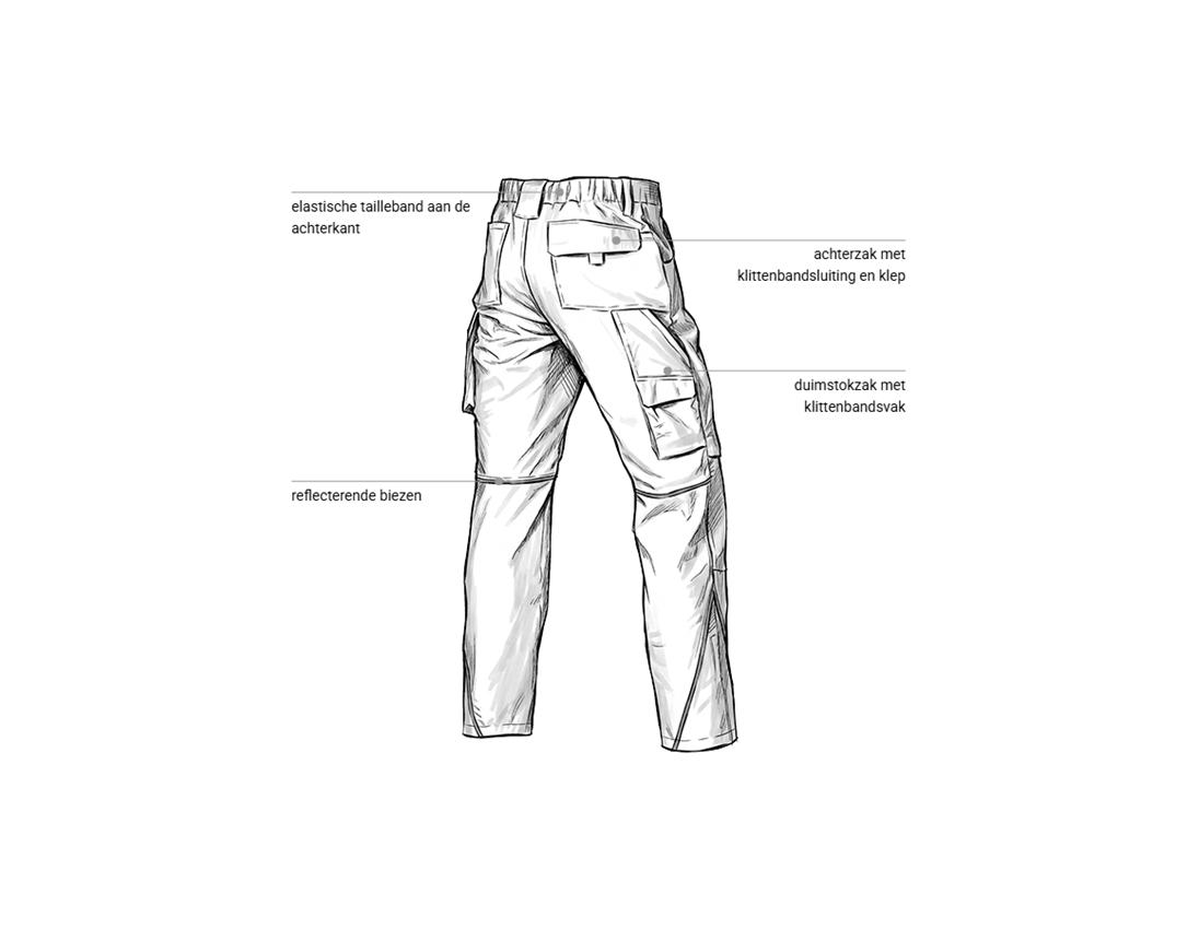 Werkbroeken: Winterwerkbroek e.s.line.core + wit/platina 2