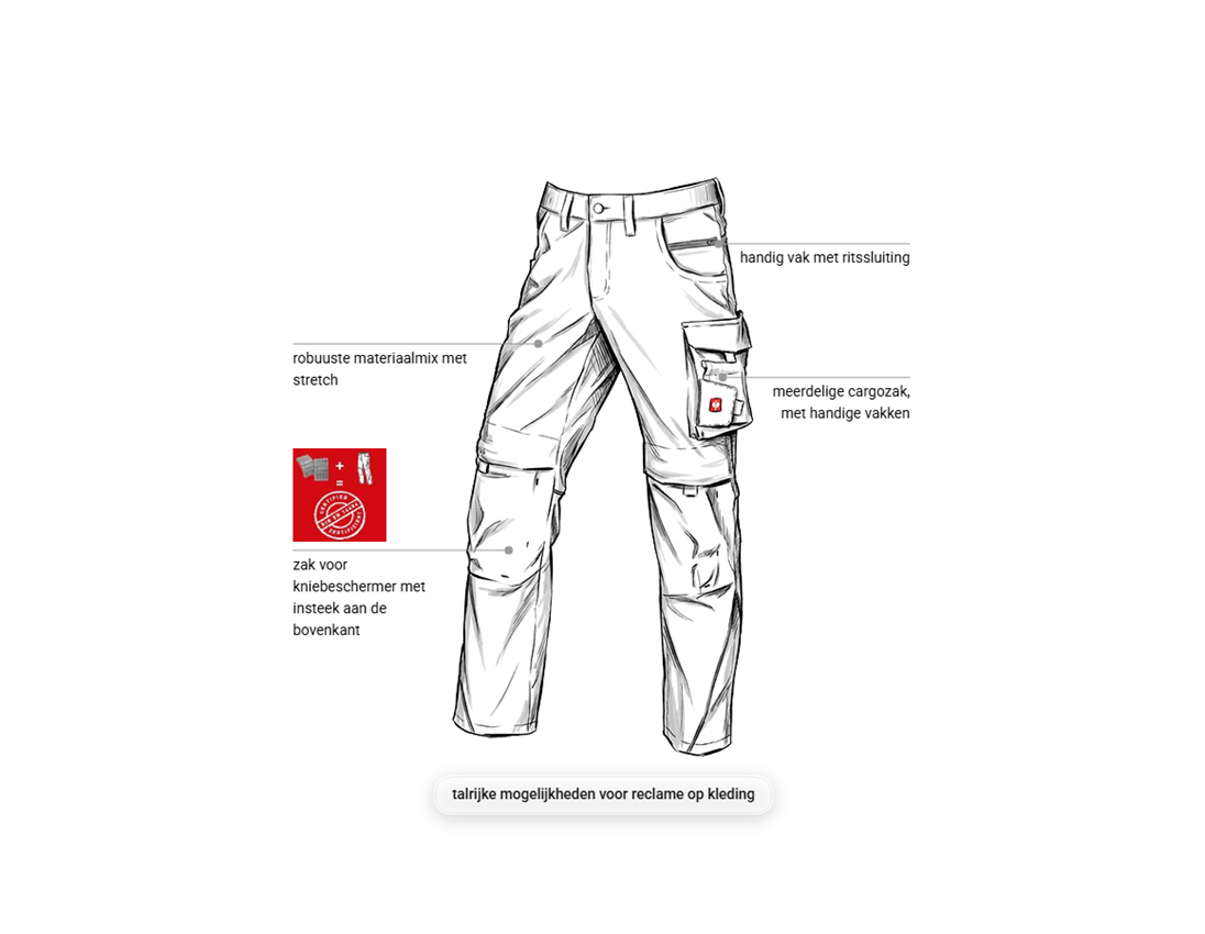 Werkbroeken: Stretch werkbroek e.s.line.core + wit/platina 1