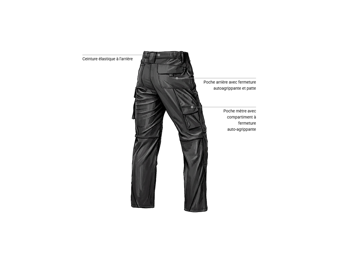 Pantalons de travail: Stretch Pantalon à taille e.s.line.core + noir 2