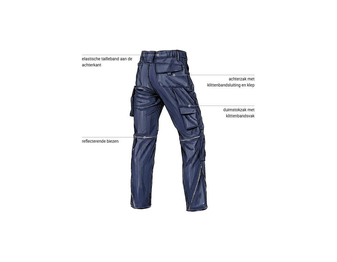 Werkbroeken: Stretch werkbroek e.s.line.core + donkerblauw/platina 2