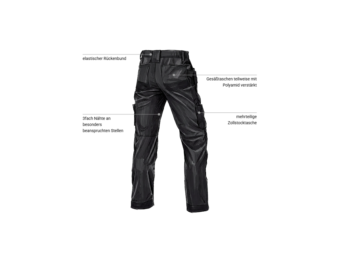 Arbeitshosen: Stretch Holster Bundhose e.s.line.core + schwarz 2