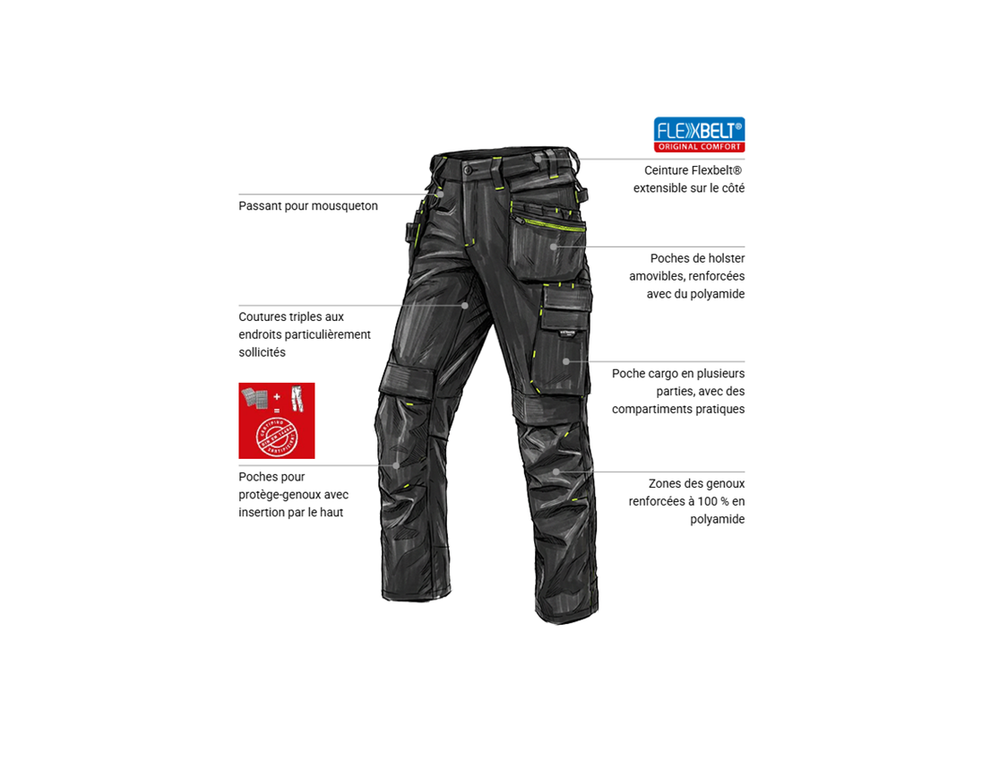 Thèmes: Pantalon taille élastique holster e.s.line.nordic + noir/jaune fluo 1