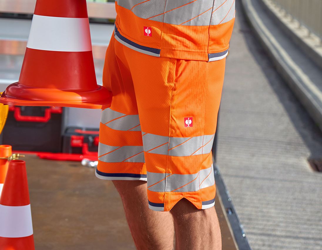 Hosen: Warnschutz Funktions Short e.s.ambition + warnorange/dunkelblau