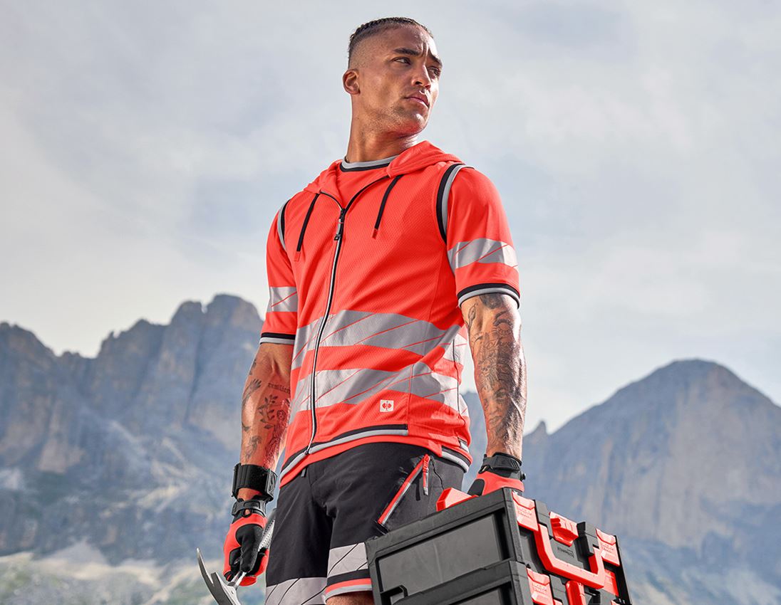 Vestes de travail: Gilet fonctionnel signalization e.s.ambition + rouge fluo/noir 6