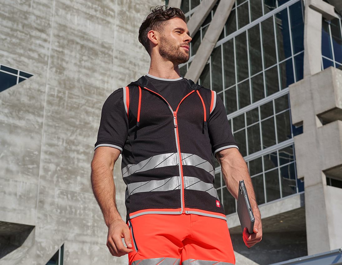 Vestes de travail: Gilet fonctionnel réfléchissant e.s.ambition + noir/rouge fluo 1