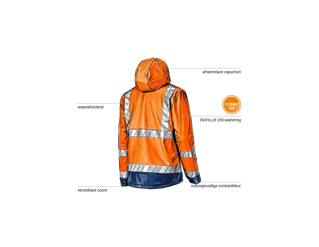 Werkjassen: Veiligheids winter-softshelljack e.s.line.core + signaaloranje/donkerblauw 2
