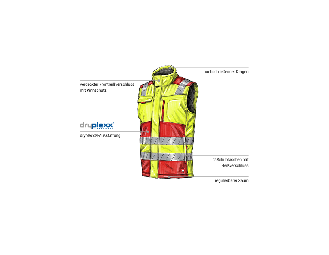 Westen: Warnschutz Winter Softshellweste e.s.motion 24/7 + rot/warngelb 1