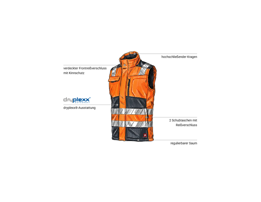 Westen: Warnschutz Winter Softshellweste e.s.motion 24/7 + anthrazit/warnorange 1
