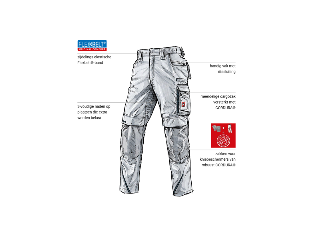 Kleding: Werkbroek e.s.motion 2020 + platina/zeeblauw 1